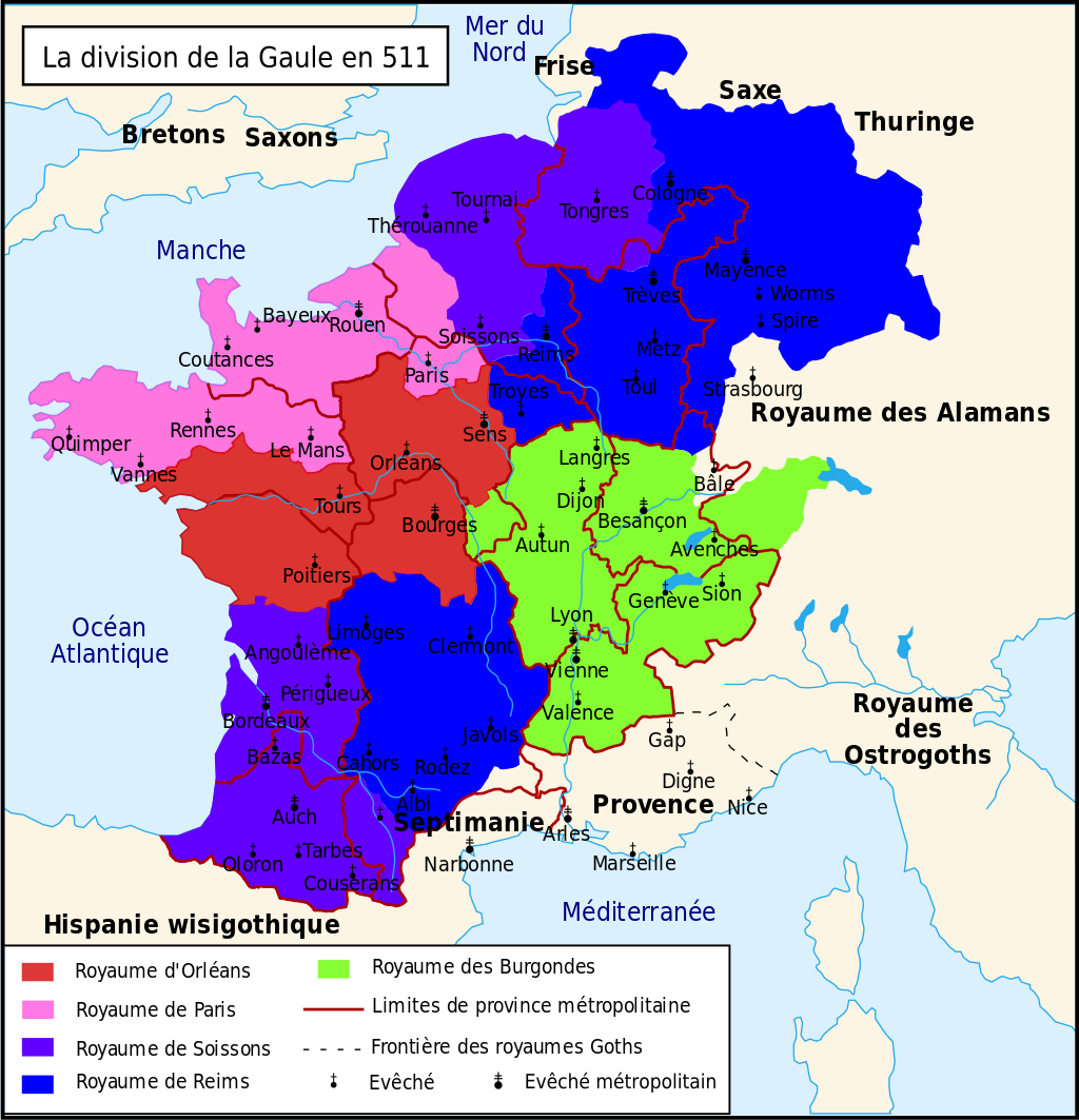 Carte de la gaule en 511